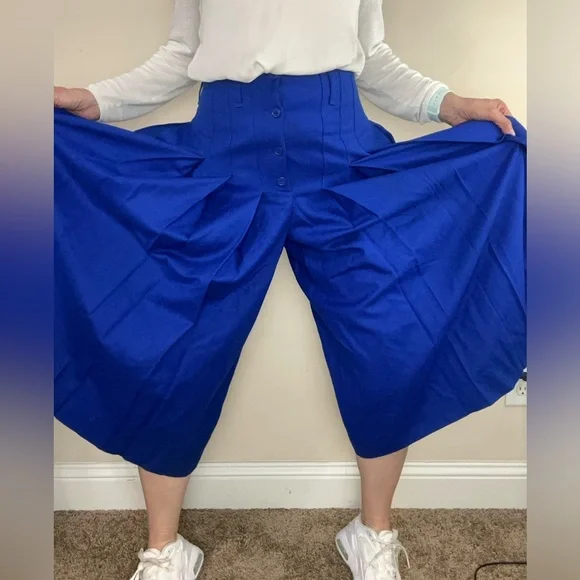 Daniel Hechter Paris Wool Pleats wide legs pants Size 8 - Picture 3 of 17